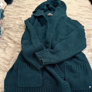 Eddie Bauer Cozy Hooded Cardigan in Deep Teal m